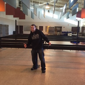 Brad the brains behind the logistics posing with the boxing ring